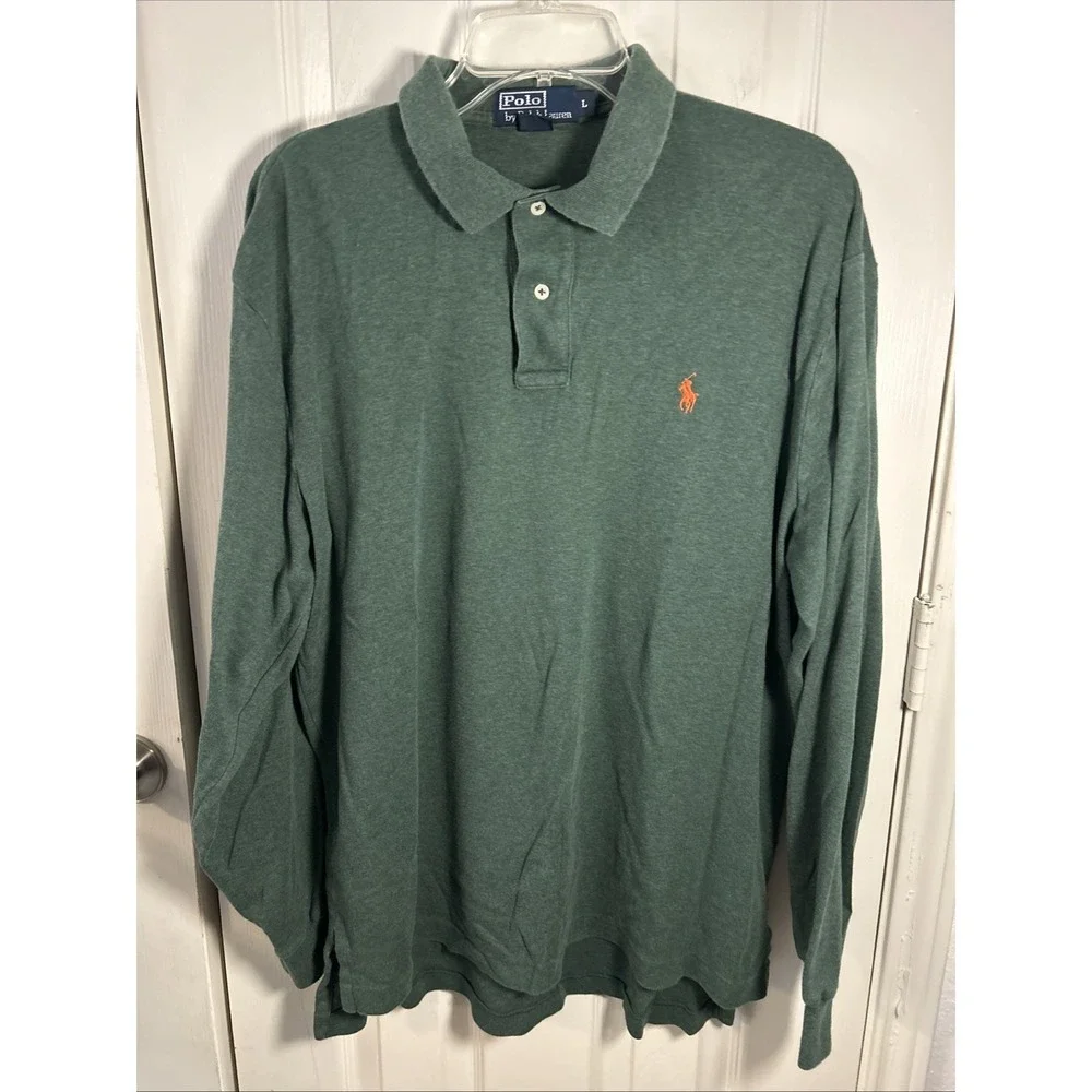 VTG Men's Polo Ralph‎ Lauren Long Sleeve Polo- Size Large Green
